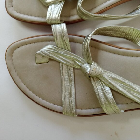 Made In Italy Gold Twist Slip On Sandals Women's Size 10 Euro 41 - Picture 4 of 10